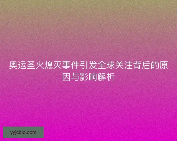 奥运圣火熄灭事件引发全球关注背后的原因与影响解析